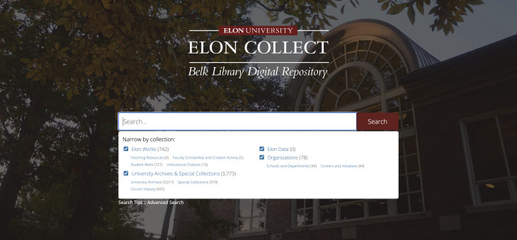 Screenshot of Elon Collect homepage.